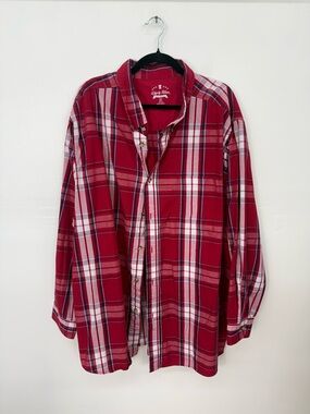 Liberty Blues Men's Red Plaid Long-Sleeve Button-Down Shirt Y3